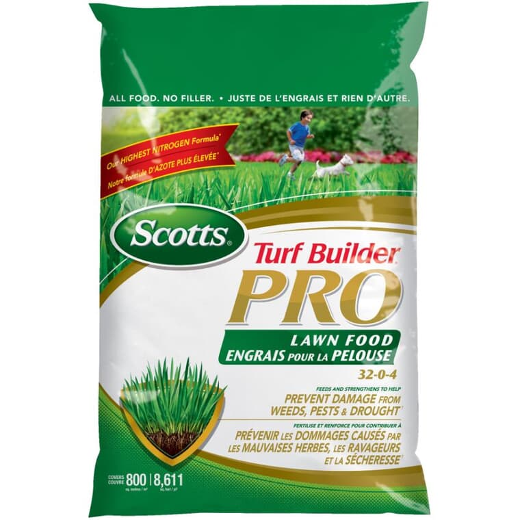 32-0-4 Turf Builder Pro Lawn Fertilizer, covers 800 square meters