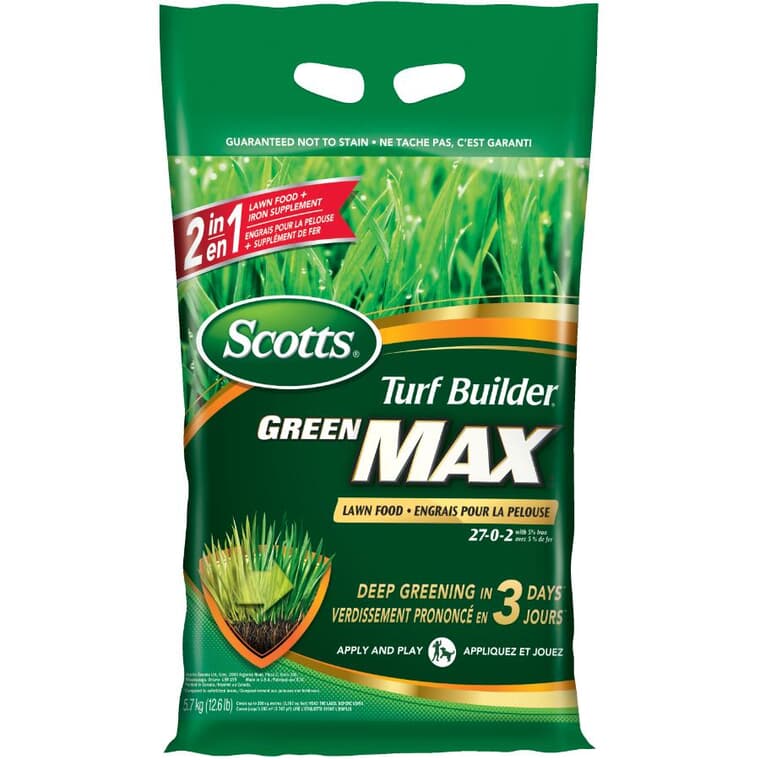 Engrais 2 en 1 Turf Builder Green Max (27-0-0) pour pelouse, 5,7 kg
