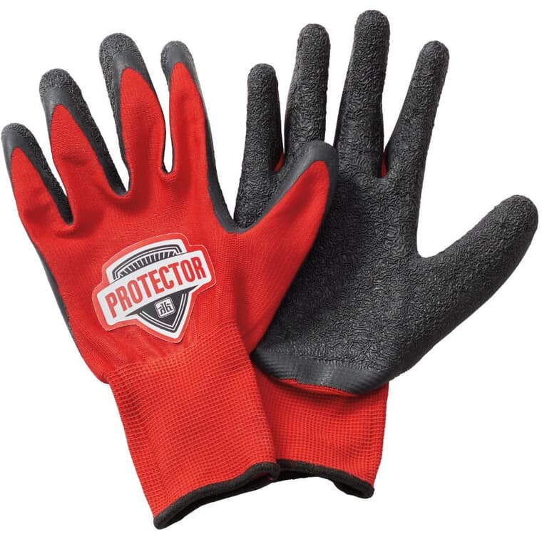 Knit Polyester Work Gloves - with Latex Coated Palms, Large