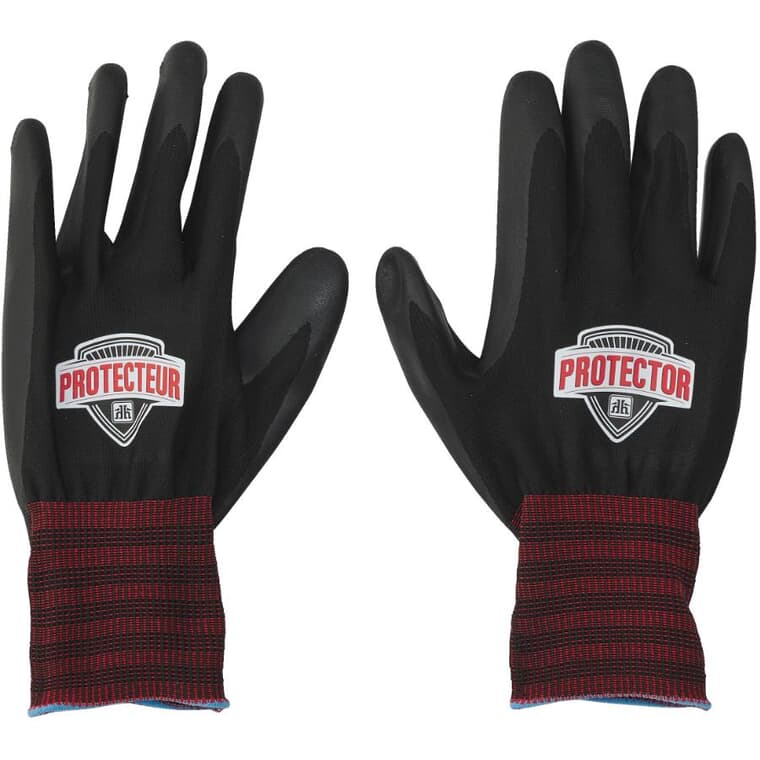 Nylon / Polyester Work Gloves - with Nitrile Foam Coated Palms, Large