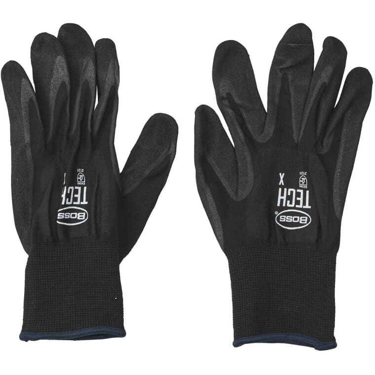Nylon / Polyester Work Gloves - with Nitrile Foam Coated Palms, Extra Large