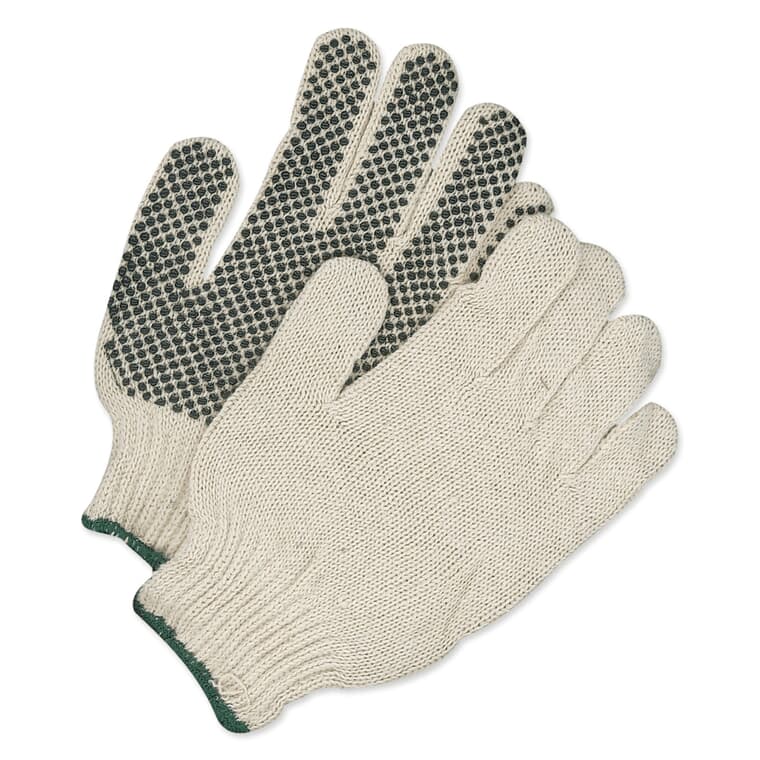 Men's Polyester / Cotton Knit Work Gloves - with PVC Dot Palms, Large
