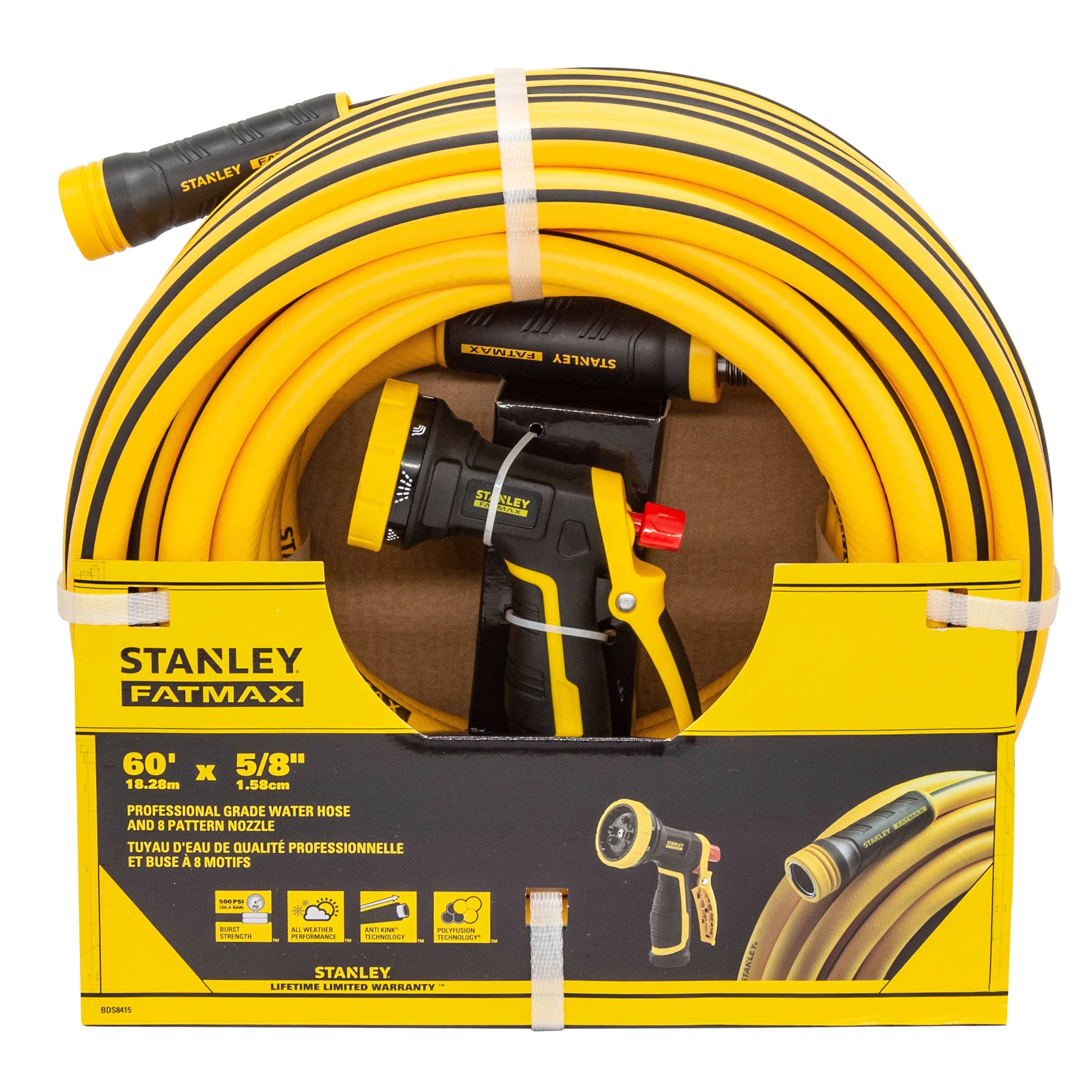 STANLEY 60' Professional Grade Hose, with 8 Pattern Nozzle