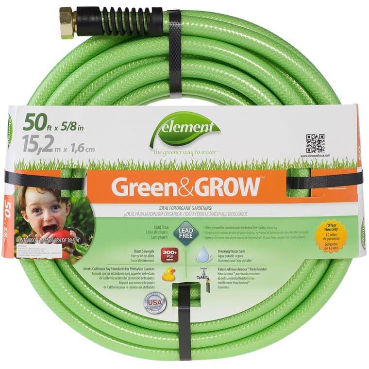 Tuyau d'arrosage écologique Green Grow de 5/8" x 50' pour jardin