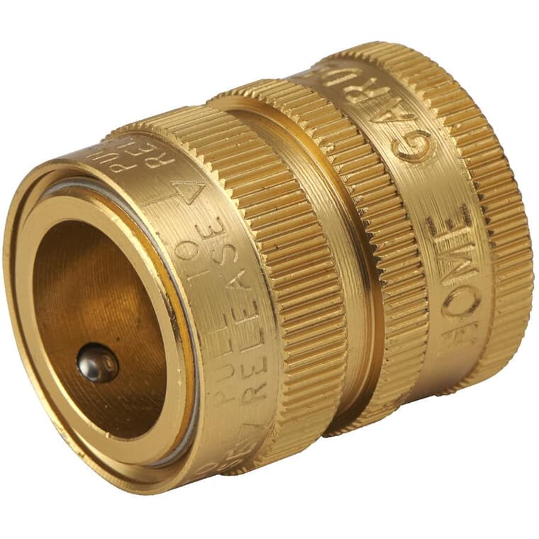 1/2" Female Aluminum Quick Hose Connector - with Brass Finish