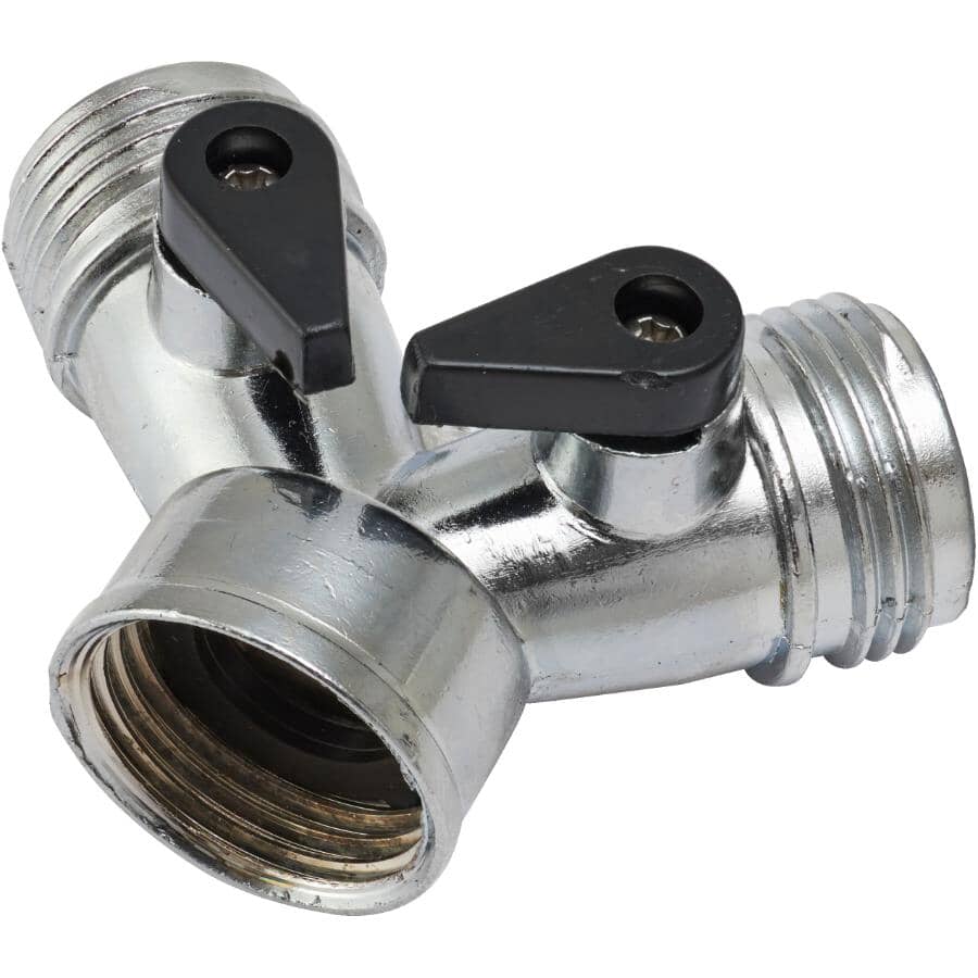 BENCHMARK 2-Way Zinc Hose Connector, with Dual Shut | Home