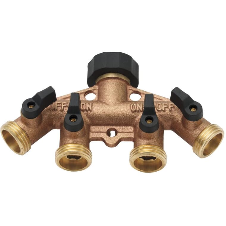 4-Way Brass Manifold Hose Connector