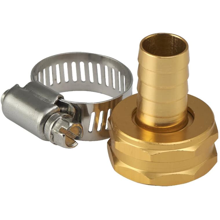 1/2" x 3/4" Female Aluminum Hose Coupling, with Stainless Steel Clamp