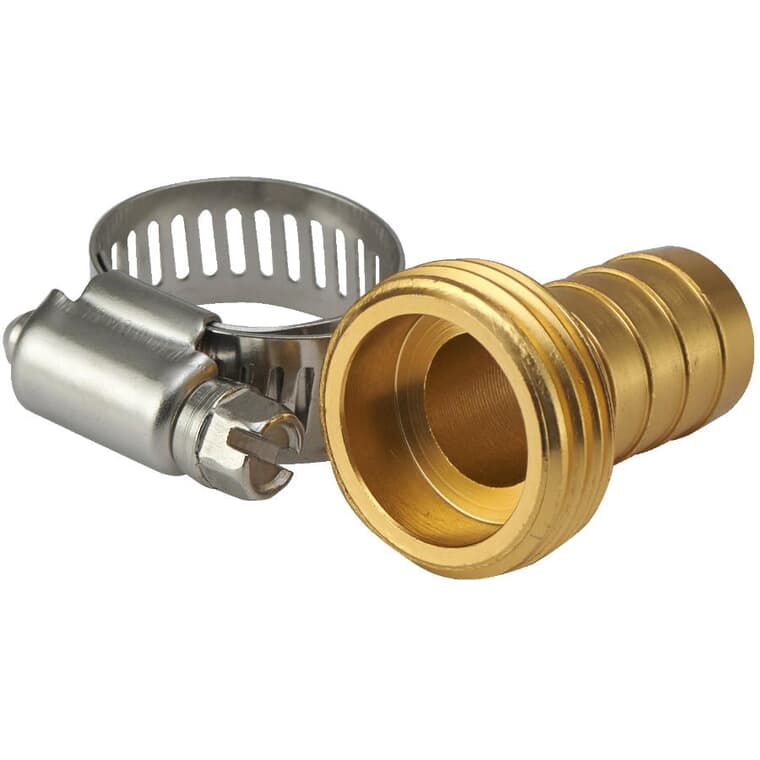 5/8" x 3/4" Male Aluminum Hose Coupling, with Stainless Steel Clamp