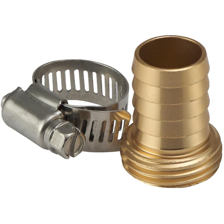 3/4" x 3/4" Male Aluminum Hose Coupling, with Stainless Steel Clamp
