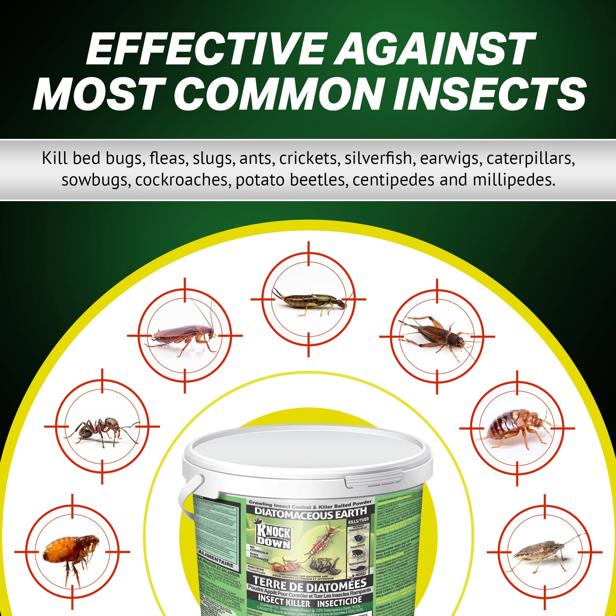 KNOCK DOWN Diatomaceous Earth Crawling Insect Control & Killer Baited ...