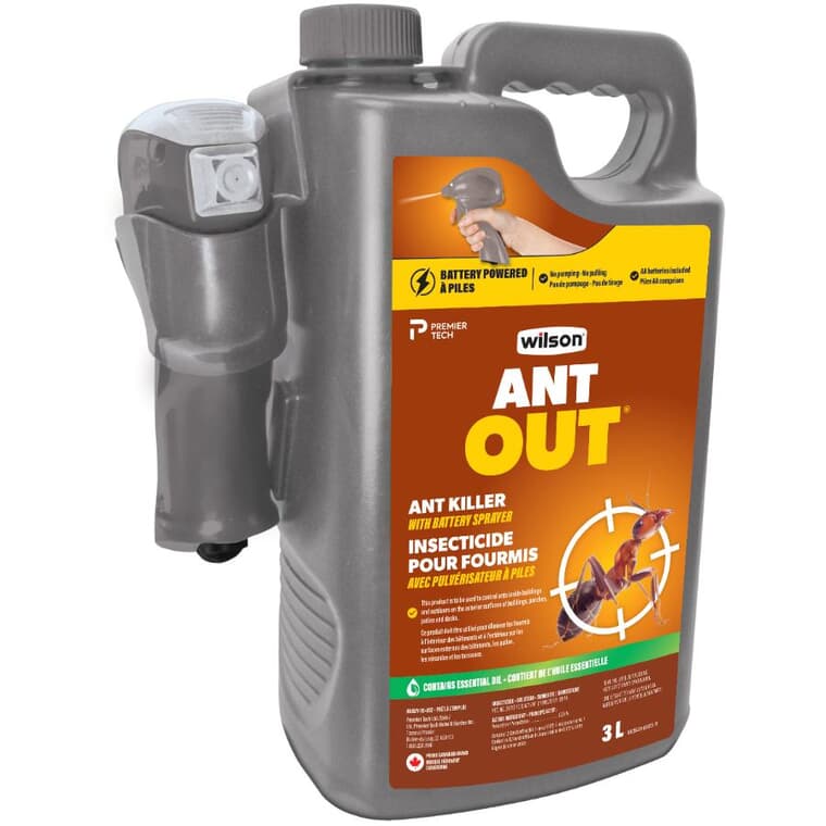 Insecticide à fourmis AntOut avec vaporisateur fonctionnant à pile, 3 L