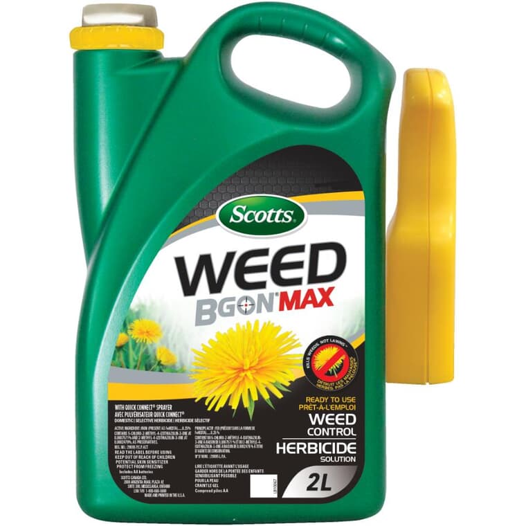 Herbicide pour mauvaises herbes Weed B Gon Max prêt à l'emploi, 2 litres, avec pulvérisateur à connexion rapide