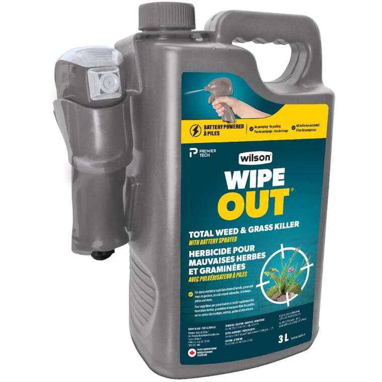Total WipeOut Ultra Weed Killer Herbicide - with Battery Powered Sprayer, 3 L