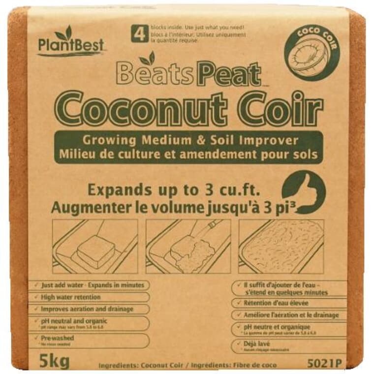 BeatsPeat Coconut Fibre Coir Blocks - 3 Cu.Ft.