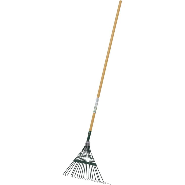 18 Tines 18" Spring Braced Fan Rake, with 48" Handle