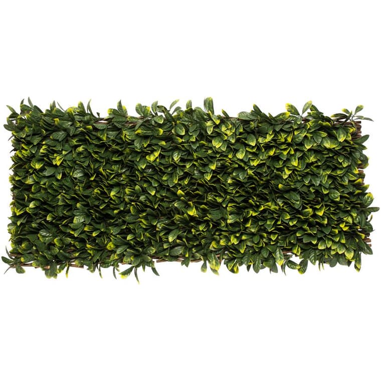 Treillis de jardin en forme de saule de 36 x 72 po, avec feuilles de laurier artificielles