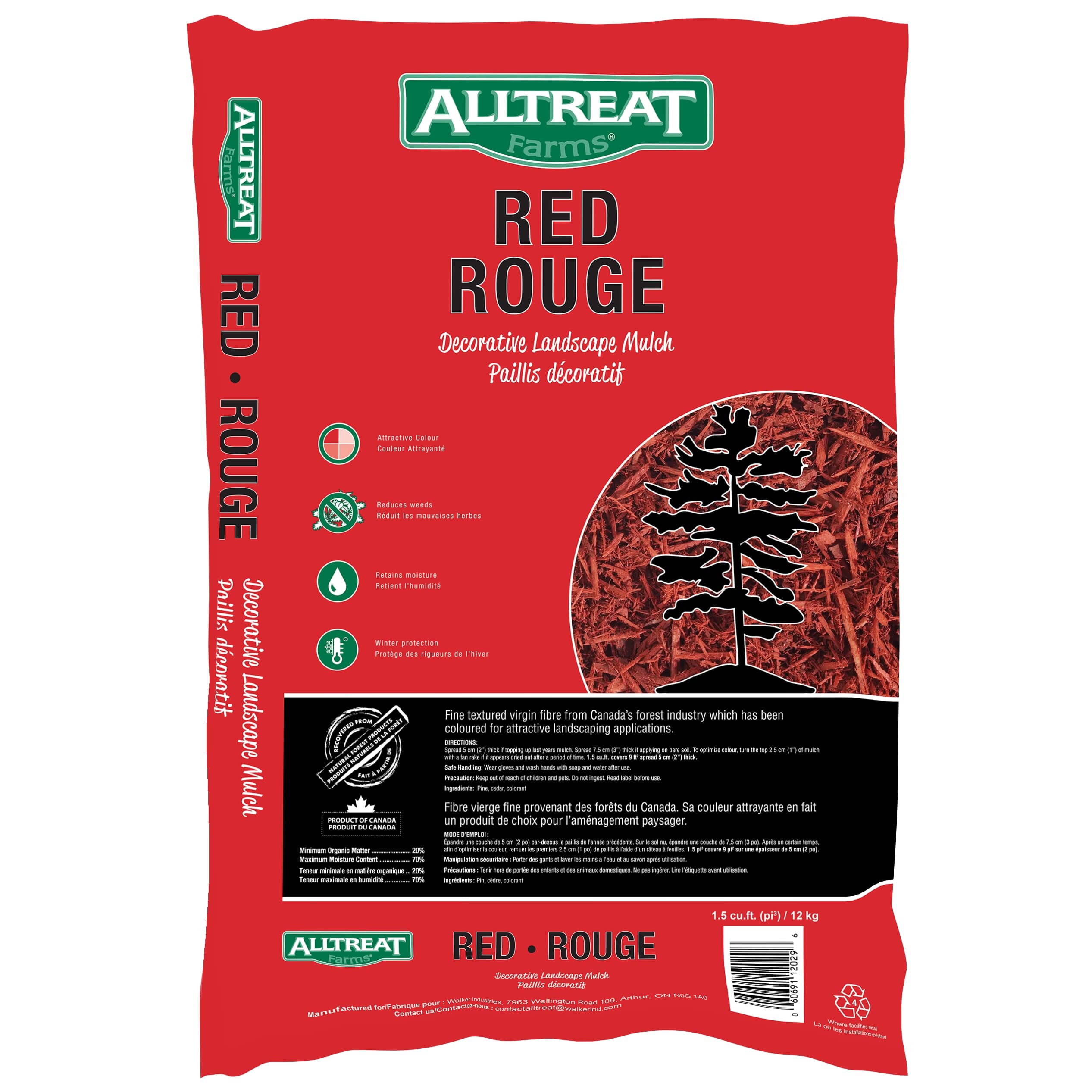 Tree Rind Red Mulch ALL TREAT FARMS 1.5 Cu. Ft. Red Decorative Landscape Mulch | Home Hardware