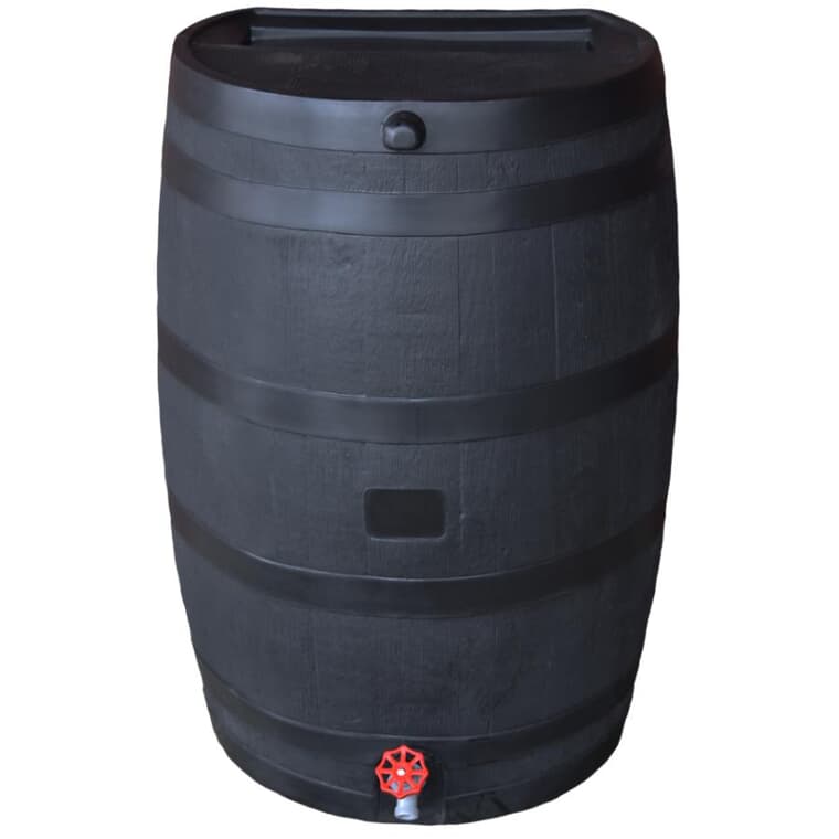 Polyethylene 50 Gallon Flat Back Eco Rain Barrel - Black