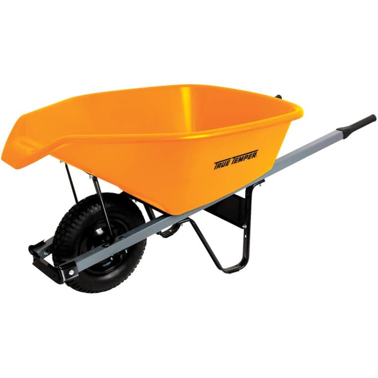 6 Cu. Ft Poly Tray Wheelbarrow, with Easy Pour Spout