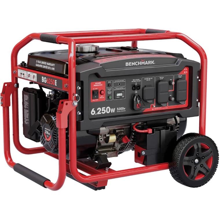 Portable Gas Generator - with Remote Start, 6250W 72-77dB