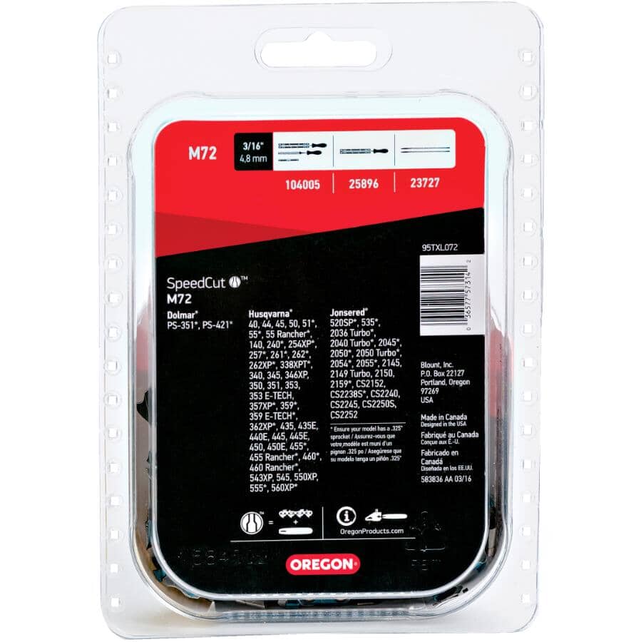 OREGON Chaîne de rechange de scie à chaîne SpeedCut M72, 18 po | Home ...