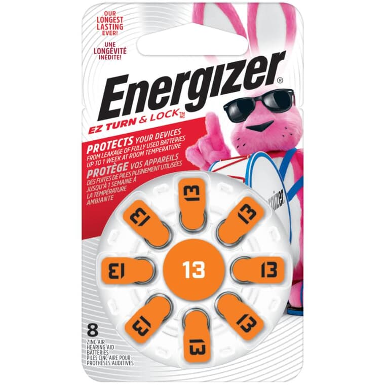 EZ Turn & Lock Size 13 Hearing Aid Batteries - 8 Pack