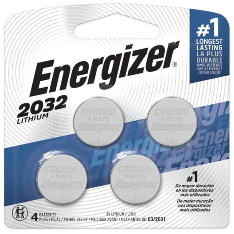 3V Lithium 2032 Coin Cell Batteries - 4 Pack