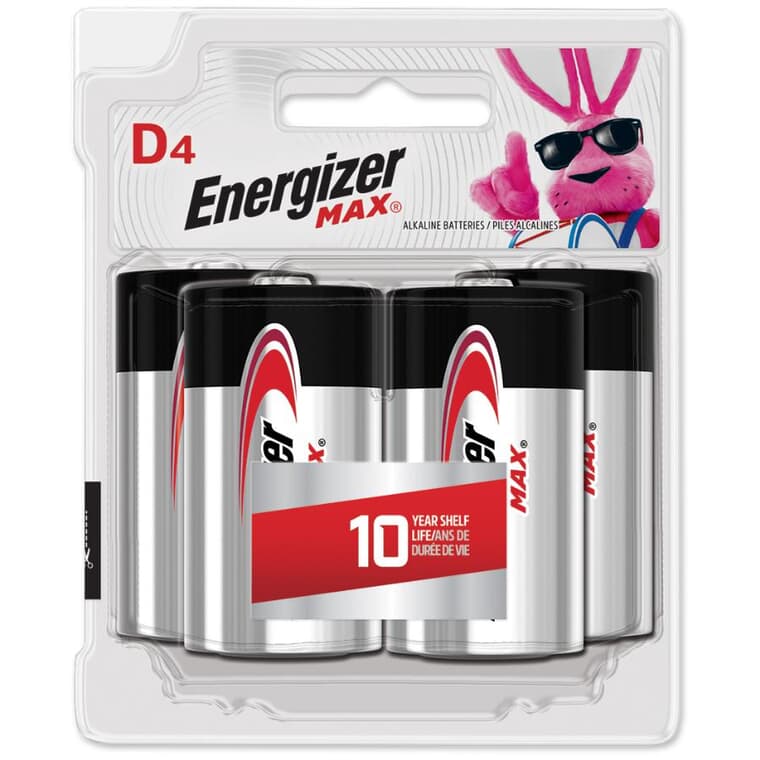 Max Alkaline D Batteries - 4 Pack