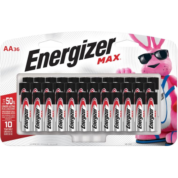 Max Alkaline AA Batteries - 36 Pack