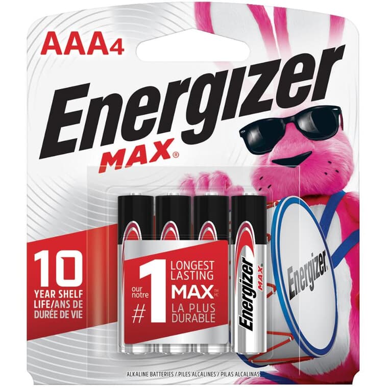 Max Alkaline AAA Batteries - 4 Pack