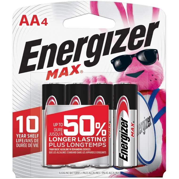 Max Alkaline AA Batteries - 4 Pack