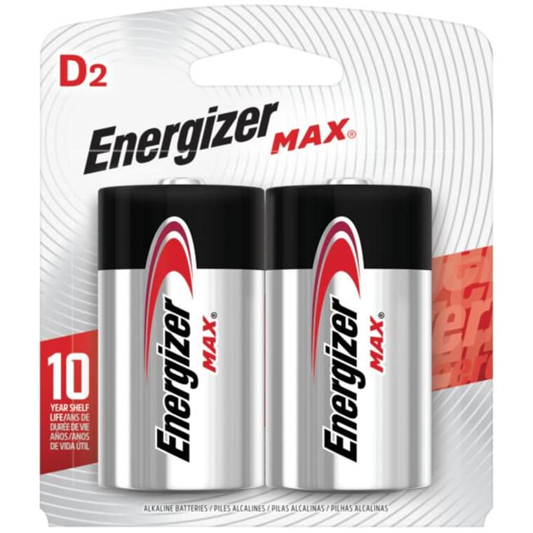 Max Alkaline D Batteries - 2 Pack