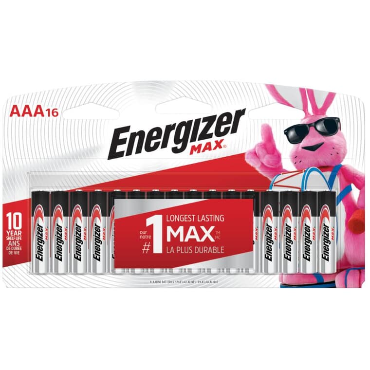 Max Alkaline AAA Batteries - 16 Pack