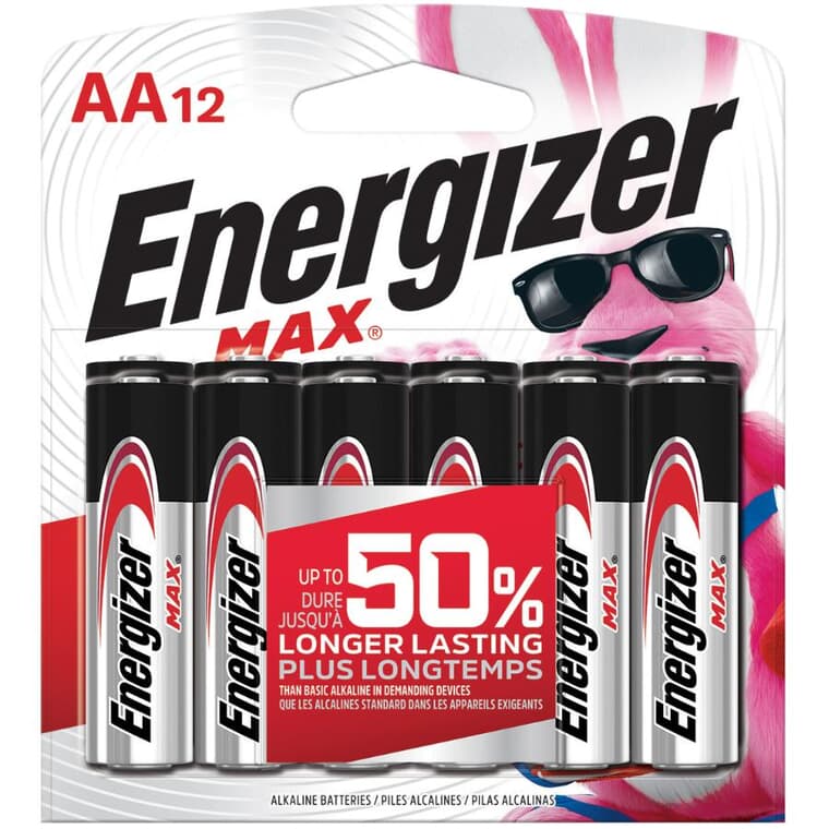 Max Alkaline AA Batteries - 12 Pack