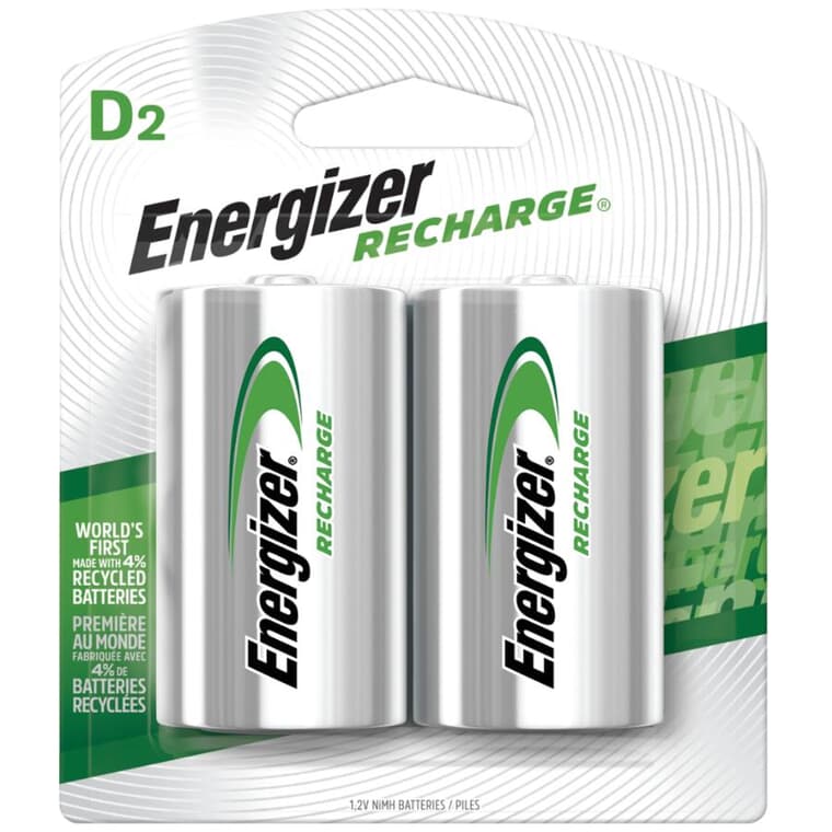 Recharge NiMH Recharcheable D Batteries - 2 Pack