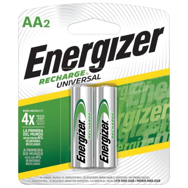 Recharge Universal NiMH Rechargeable AA Batteries - 2 Pack