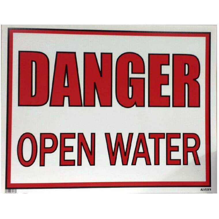 19" x 24" Jumbo Danger Open Water Sign