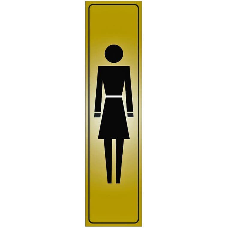 Affiche autocollante métallique de 2 po x 8 po, symbole des toilettes pour femmes