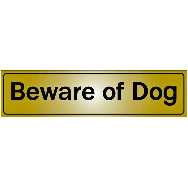 Affiche autocollante métallique de 2 po x 8 po, Beware Of Dog