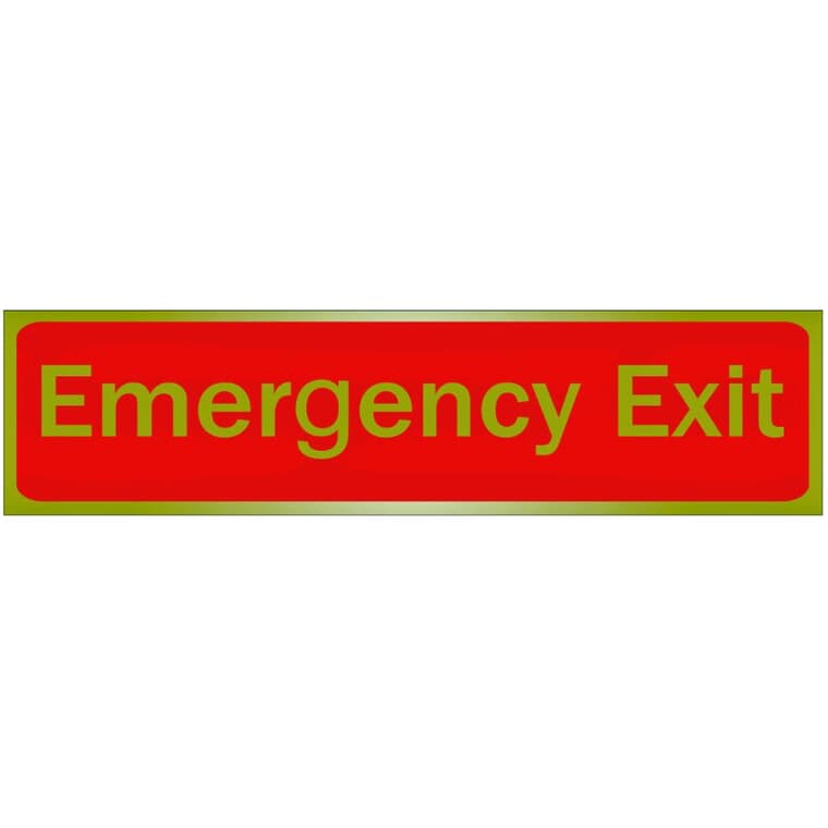 Affiche autocollante métallique de 2 po x 8 po, Emergency Exit