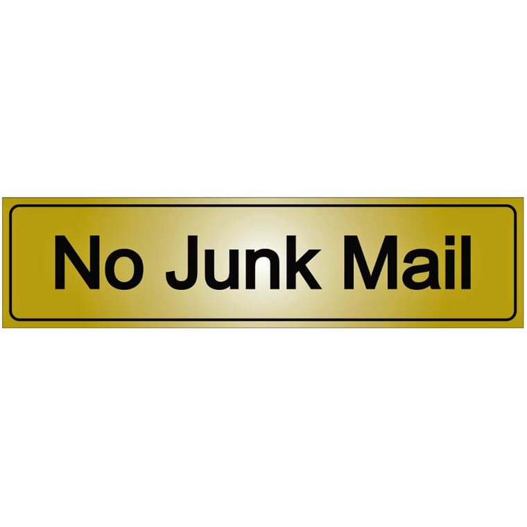 Affiche autocollante métallique de 2 po x 8 po, No Junk Mail