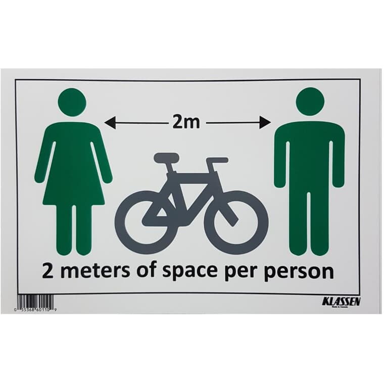 2 Metres of Space Per Person Sign - 8" x 12"