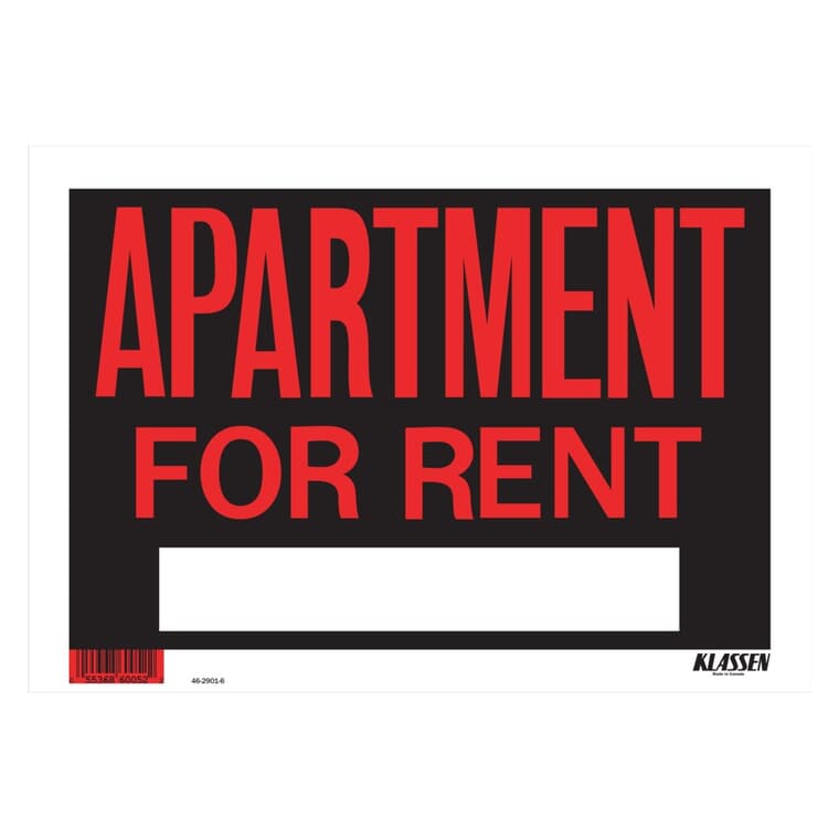 8" x 12" High Impact Apartment For Rent Sign
