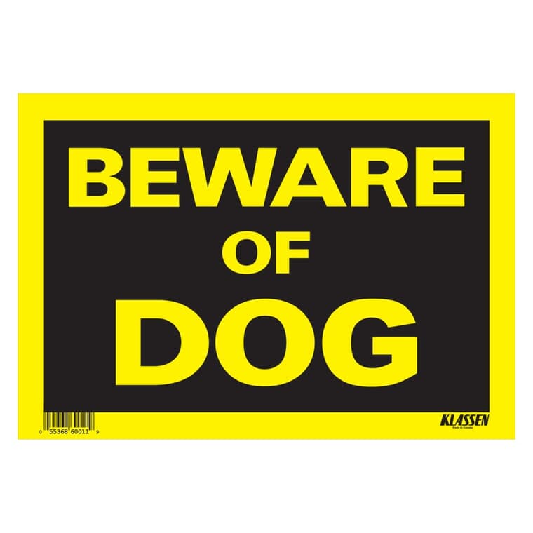 8" x 12" High Impact Beware Of Dog Sign