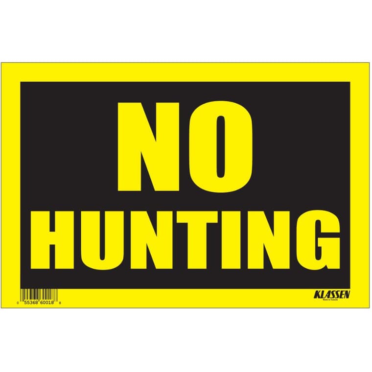 8" x 12" No Hunting Sign