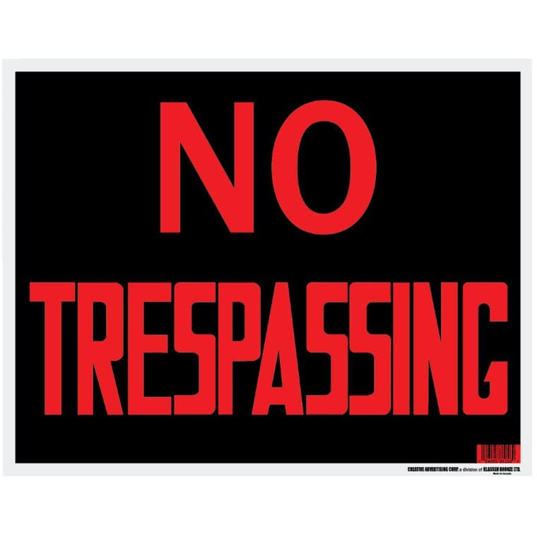 15" x 19" No Trespassing Sign