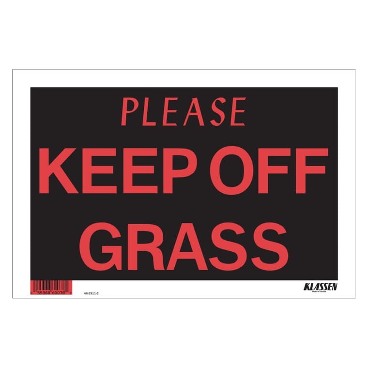 Affiche très visible de 8 po x 12 po, Keep Off The Grass