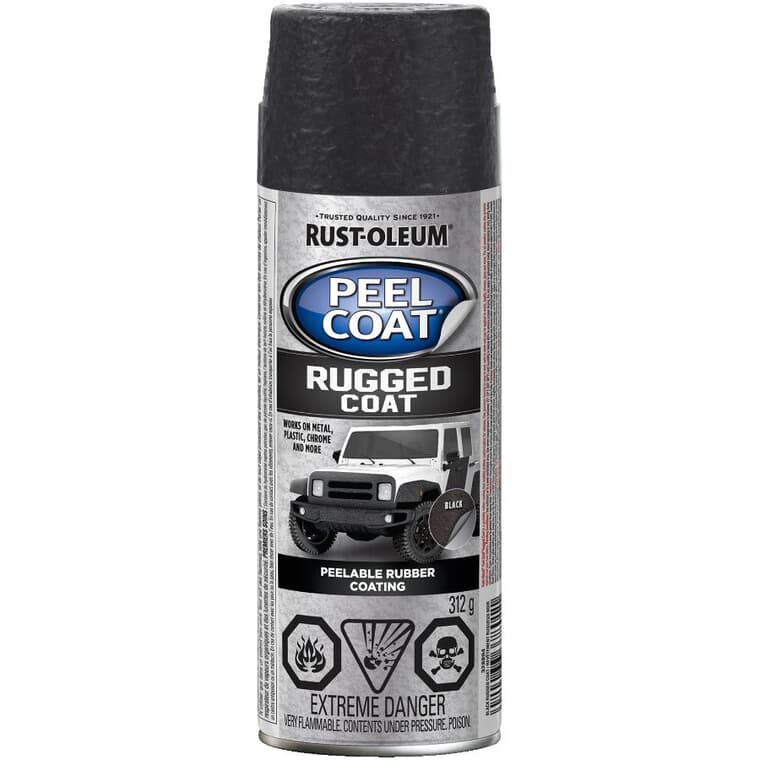 Peel Coat Rubber Spray Coating - Rugged Black, 312 g