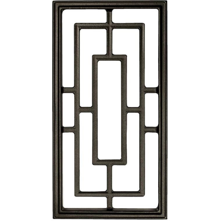 Panneau décoratif à insérer de 9 po x 17 po en aluminium enduit d'un revêtement noir appliqué par poudrage pour barrière